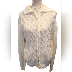 Vintage Men's Cream Cable Knit Cardigan by Traditionalist Sportswear